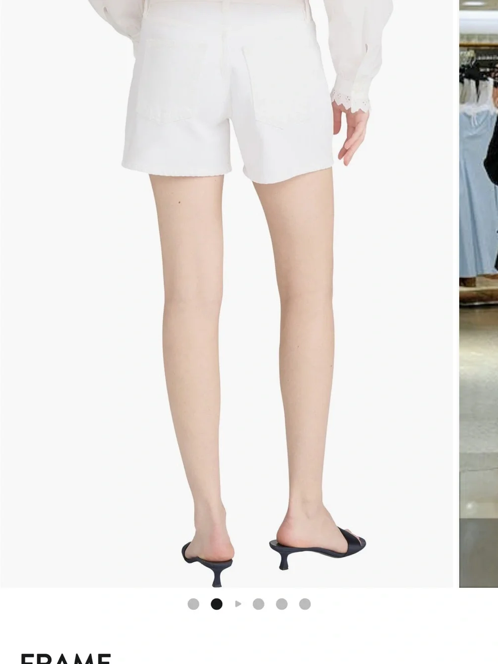 Frame Classic White The Long Hang Women's 100% Rigid CottonDenim Shorts